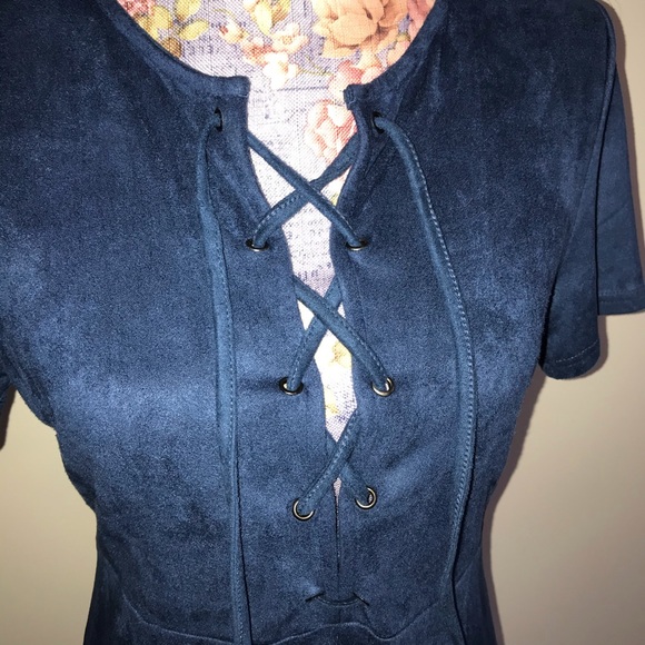 Lace-Up Sueded Dress - Picture 2 of 5